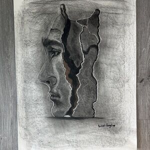Abstract Face Art Print in Black and Brown